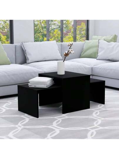 VidaXL Coffee Tafel Set 100x48x40 Cm Processed Wood Zwart