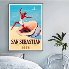 1pc Wall Arts Posters Frameless Spain Madrid San Sebastain Travel Canvas Painting Vintage Wall Kraft Posters Coated Wall Stickers Home Decorative Pictures Gift Pop - Multicolor - View 11