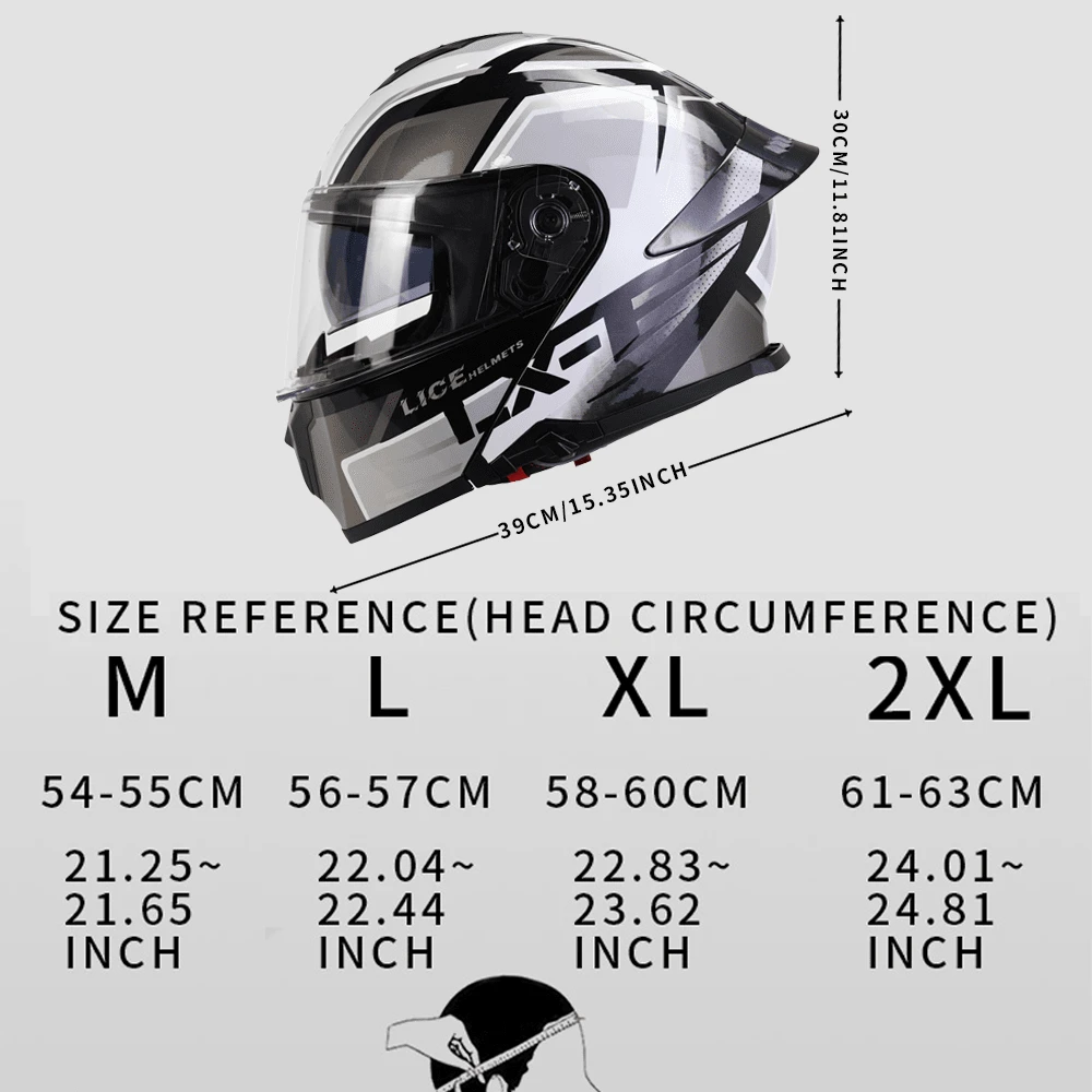 Casco moto Bluetooth Casco integrale modulare con doppia visiera parasole, Caschi motocross certificati ECE Casco adulto per giovani uomini e donne,Bright black d,XL 61~62cm