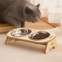 Wooden Elevated Dog Bowls With Stand Adjustable Raised Puppy Cat Food Water Bowls Holder Rabbit Feeder For Small Medium Pets