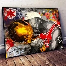 Abstrakte Graffiti Basketballspieler Leinwandkunst Poster - Rahmenlose Pop Sport Stern Wandkunst Dekoration für Wohnzimmer, Schlafzimmer, Fitnessstudio oder Studentenwohnheim