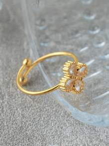 Mazuer 1pc 18K Gold Plated Vintage Style High-End Minimalist Exaggerated Quality Stainless Steel Women Fashion Water Drop Shaped Ring, Suitable For Casual, Date, Mother's Gift, Holiday, Party, Vacation