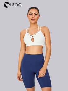 LEOQ Women's Cross Strap Sports Bra With Removable Pads, Suitable For Sports, Running, Outdoor, Yoga
