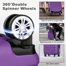 Sunbee 3 Piece Luggage Sets Hardshell Hardside TSA Lock Lightweight Durable Spinner Wheels Suitcase - Màu tím - Xem 6