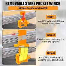 KYBOLT 2 Pack Trailer Stake Pocket Winch, Heavy Duty Stake Pocket D Ring For Flatbed Trailer Trucks And Winches, Orange - Orange - View 4