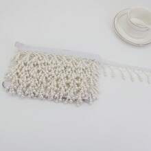 2 yardas de Ribete de encaje con borlas de cuentas hecho a mano, 4,5 cm de ancho, accesorios de ropa vintage y decoración - multicolor - Ver 8