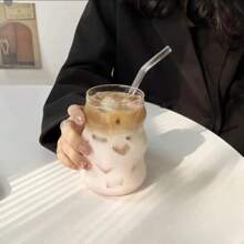 1-4 Pieces 530 Milliliter Glass Cup Heat-Resistant Tumbler With Spoon Holder Transparent Tea Juice Milk Coffee Cup Household Water Glass Stripe Beer Mug - B Straw 4PCS - View 2