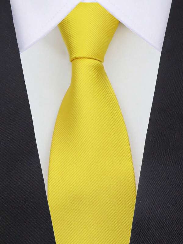 ZONFAZ 1pc 8cm Men's Solid Color Yellow Classic Casual NecktieMen Necktie