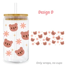 Envolturas lindas con moño de capibara, rana y oso panda para vasos de 16 onzas, resistentes al agua y a los rayos UV. También son adecuadas para decorar botellas, tazas, portátiles y otros suministros escolares - animales lindos - Ver 10