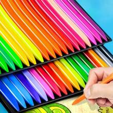 6/12/24pcs Children Non-Dirty Colored Wax Crayons With Triangular Grip, Kindergarten Art Drawing Oil Pastels, Washable Colored Pencils, School Supplies, Christmas Gift For Kids
