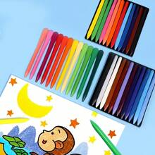 6/12/24pcs Children Non-Dirty Colored Wax Crayons With Triangular Grip, Kindergarten Art Drawing Oil Pastels, Washable Colored Pencils, School Supplies, Christmas Gift For Kids