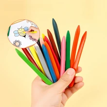 6/12/24pcs Children Non-Dirty Colored Wax Crayons With Triangular Grip, Kindergarten Art Drawing Oil Pastels, Washable Colored Pencils, School Supplies, Christmas Gift For Kids