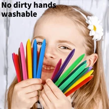 6/12/24pcs Children Non-Dirty Colored Wax Crayons With Triangular Grip, Kindergarten Art Drawing Oil Pastels, Washable Colored Pencils, School Supplies, Christmas Gift For Kids
