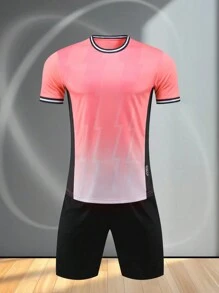 Tween Boy Children's Customized Soccer Training Running Suit, Soccer/American Soccer/Basketball, Customizable Logo, Numerical And Textual Content - Pink - View 4