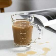 Taza de cristal Espresso de 70/150ML, taza medidora con de madera, jarra para leche, Latte, suministros de café, taza de cocina, vasos de doble fondo - Alto-70ml - Ver 6