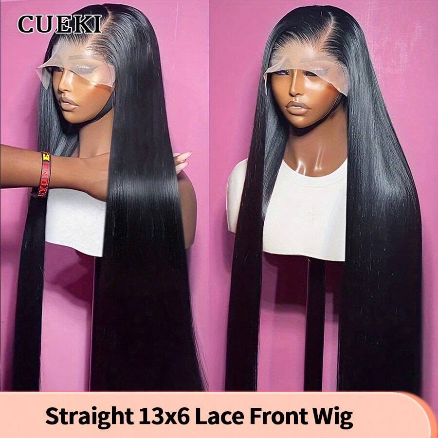 30 Inch 13x6 Lace Front Wigs Blended Human Hair 200 Density Straight HD Lace Front Wigs Fiber Mix Human Hair Straight Glueless Wigs Human Hair Mixed Pre Plucked 13x6 HD Frontal Human Hair Lace Front Wigs For Women(Bob Wig 6-14inch) - Black - View 1
