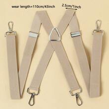 1pc Solid-Color Elastic Men's Suspenders, Adjustable Length, 4 Hooks, Suitable For All Seasons Autumn-Winter Accessories Halloween Costume,Suitable For Teens, Youth,Men,Casual, Outdoor, Athletic, Vacation, Graduation Gifts, Birthday, Daily Wear