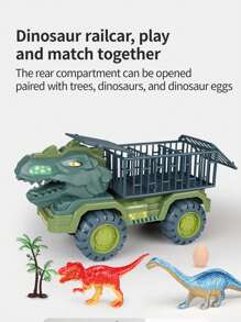 1 Set Dinosaur Engineering Car Toy Boy Set Transport Car Dump Truck Mixer Car Excavator Boom Car (With Dinosaurs) Children Kids Toy Birthday Gift Christmas New Year's Giftstoys For Boys,Boy Toys,Boys Toys,Kids Gifts Boys,Tween Boy Toys,Car - 彩色 - 查看 4