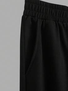 2pcs/Set Men Casual Sport Suits, Color Block Round Neck Short Sleeve Top And Shorts, Cozy Outfits - Black - View 7