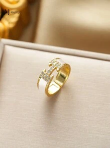 1 szt. Regulowany pierścień w kształcie litery H, materiał miedziany, letnie akcesoria damskie, moda, odpowiedni na codzienne randki, wakacje, wesela, imprezy, walentynki, festiwale damskie, urodziny, rocznice, plaża, prezenty wielkanocne, obrączki ślubne, akcesoria na bal