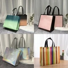 2件装节日礼品包装手提袋，服装店手提袋，加厚升级大号无纺布手提袋，适合女士情人节 - 彩色 - 查看 1