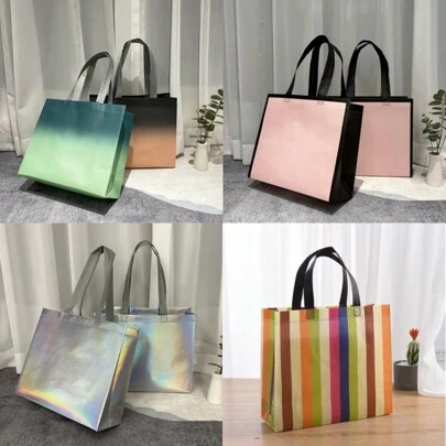 2pcs Holiday Gift Packaging Hand-Held Bag, Clothing Store Handle Bags, Thickened Upgraded Large Non-Woven Fabric Tote Bag For Women Valentine Day