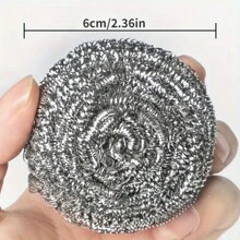 6 pièces/12 pièces Boules de nettoyage de cuisine en acier inoxydable - Grattoir à vaisselle non électrique, convient pour les bols, casseroles, plaques de cuisson, brosse en acier inoxydable et laine d'acier, fournitures de nettoyage