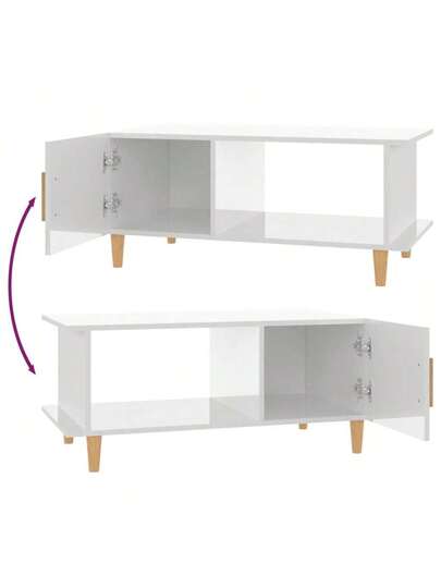 VidaXL Coffee Tafel 90x50x40 Cm Processed Wood High Gloss Wit view 8