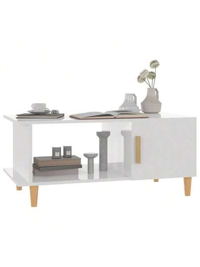 VidaXL Coffee Tafel 90x50x40 Cm Processed Wood High Gloss Wit view 4