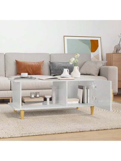 VidaXL Coffee Tafel 90x50x40 Cm Processed Wood High Gloss Wit view 3