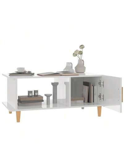 VidaXL Coffee Tafel 90x50x40 Cm Processed Wood High Gloss Wit view 5