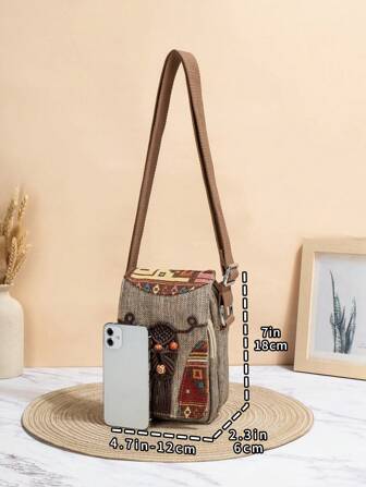 1ชิ้น กระเป๋าสะพายข้าง/สะพายข้าม มัดลาย ฮิปปี้ สัตว์ นกฮูก ที่ทำด้วยมือ มีช่องใส่หลายช่อง แบบปรับสายได้