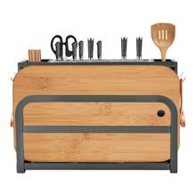 Eatssode 33.5 * 13.2 * 23cm Messerblock ohne Messer Carbonstahl-Messerblock mit Utensilienhalter Messerhalter Universal-Messeraufbewahrung für Messer, Schneidbretter