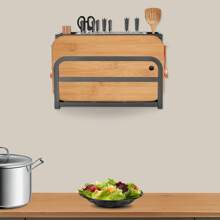 Eatssode 33.5 * 13.2 * 23cm Messerblock ohne Messer Carbonstahl-Messerblock mit Utensilienhalter Messerhalter Universal-Messeraufbewahrung für Messer, Schneidbretter