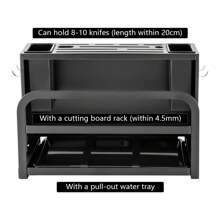 Eatssode 33.5 * 13.2 * 23cm Messerblock ohne Messer Carbonstahl-Messerblock mit Utensilienhalter Messerhalter Universal-Messeraufbewahrung für Messer, Schneidbretter