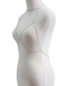 1pc Sexy Minimalist Metal Chain Bikini Body Chain, Model 1: Gold, Model 2: Silver, Fashionable Versatile For Beach, Vacation And Holidays Gift