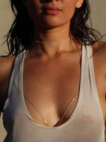 1pc Sexy Minimalist Metal Chain Bikini Body Chain, Model 1: Gold, Model 2: Silver, Fashionable Versatile For Beach, Vacation And Holidays Gift