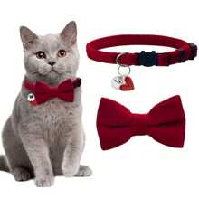 Valentine's Day Pet Collar - Adjustable Cat Dog Collar With Detachable Bow Tie, Bell And Heart Design, Soft Plush Anti-Choke Buckle, Suitable For Medium And Small Pets, Unique And Attractive Valentine's Day Elements