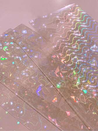 7-Color Holographic Reflective Stickers, Creative Glow Stickers PVC Waterproof Transparent Pattern Scrapbooking Decoration,School Supplies,Back To School