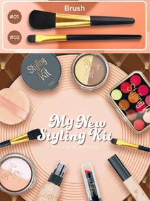 1 Set Girls Pretend Makeup Toy Set, Princess Dress Up Accessories Playset Including Brush, Eyeshadow, Lipstick, Christmas Gift For Girls, Not Real Makeup - Storage Bag - View 5