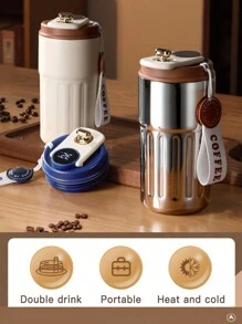 450ml Coffee Cup, Travel Mug, Splash-Proof, LED Smart Temperature Display, Touch Screen, Stainless Steel Vacuum Insulated Water Bottle, , Mug, Reusable Lid, Suitable For Travel, Outdoor Activities, Afternoon Tea, Gifts, Unisex Cold & Hot Insulated Cup, Back To School, Employee Gifts, Father's Day, Mother's Day, Easter, Home Goods (Shoulder Bag Does Not Include Cup)