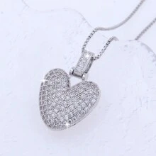 1 pezzo Collana con pendente romantico a forma di cuore e zirconia cubica, placcato in oro 18k in rame non sbiadente, di stile minimalista, adatto per uso quotidiano delle donne o come regalo per festival, San Valentino, per moglie/fidanzata, madre o festa della mamma