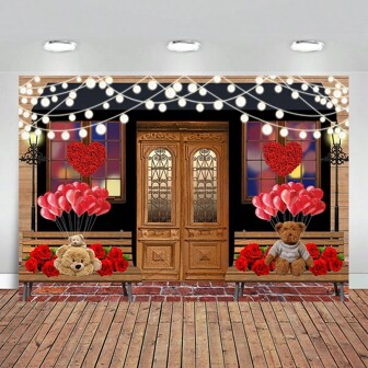 Valentine's Day Backdrop For Photography Red Heart Brick Wall Floral Anniversary Party Photo Backdrops Flower Shop Wedding Bridal Shower Photo Booth Studio Props
