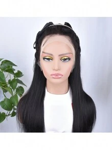 13x4 Silky Straight Transparent Lace Front Wig Virgin Human Hair Wear And Go Glueless Wig Pre Plucked Natural Hairline 150% Density Buss Down Very Long 36inch Hair Transparent Frontal For Women Unprocessed Hair Natural Black Pre-Plucked Hairline