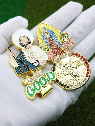 1/2/4 piezas Clip para gorra de golf, emblema de dibujos animados de era metálica simple, pasador decorativo divertido para gorra de golf, broche, pasador de fe, regalo para amigos (tarjeta de regalo)