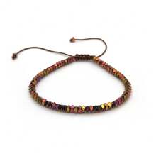 简单新款时尚赤铁矿珠可调节珠子手链简约串珠波西米亚手链男女皆宜