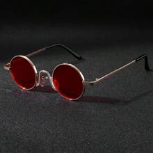 复古蒸汽朋克优雅圆形时尚眼镜，PC 镜片多种颜色，适合男士、女士、户外运动、派对、度假、旅行、驾驶、钓鱼、摄影道具 - 同款多色 - 查看 3