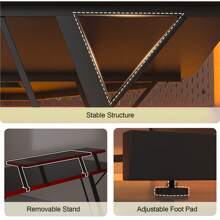 HOMALL Gaming Desk 130cm White Computer Desk With Monitor Stand For Home And Office - Black - View 5