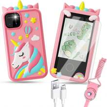 Kids Smart Phone Toys, Touchscreen HD Dual Camera Cell Unicorn Phone For Kids,Travel Toy Preschool Learning Toy For Kids,Christmas Birthday Gifts - 粉色 - 查看 1