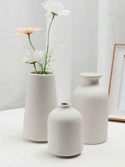 1PC Wit Flower Vase, Ceramic Vase Flower, Small Big Centerpieces, Boho Pampas Grass, Farmho Home Moderne Birthday Graduation Back To School Room Supplies Glass view 9